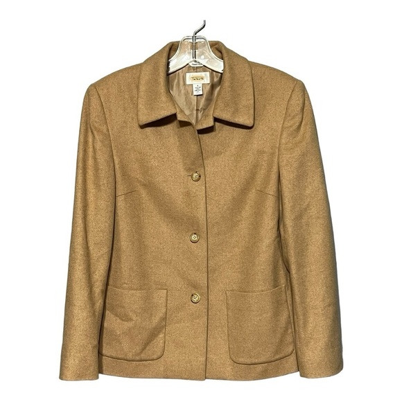 Talbots Vintage Italian Camel Hair Button Front Shacket Tan Size 4 - Picture 1 of 14